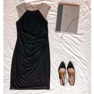 Black beaded short hoco dress sleeveless size 6